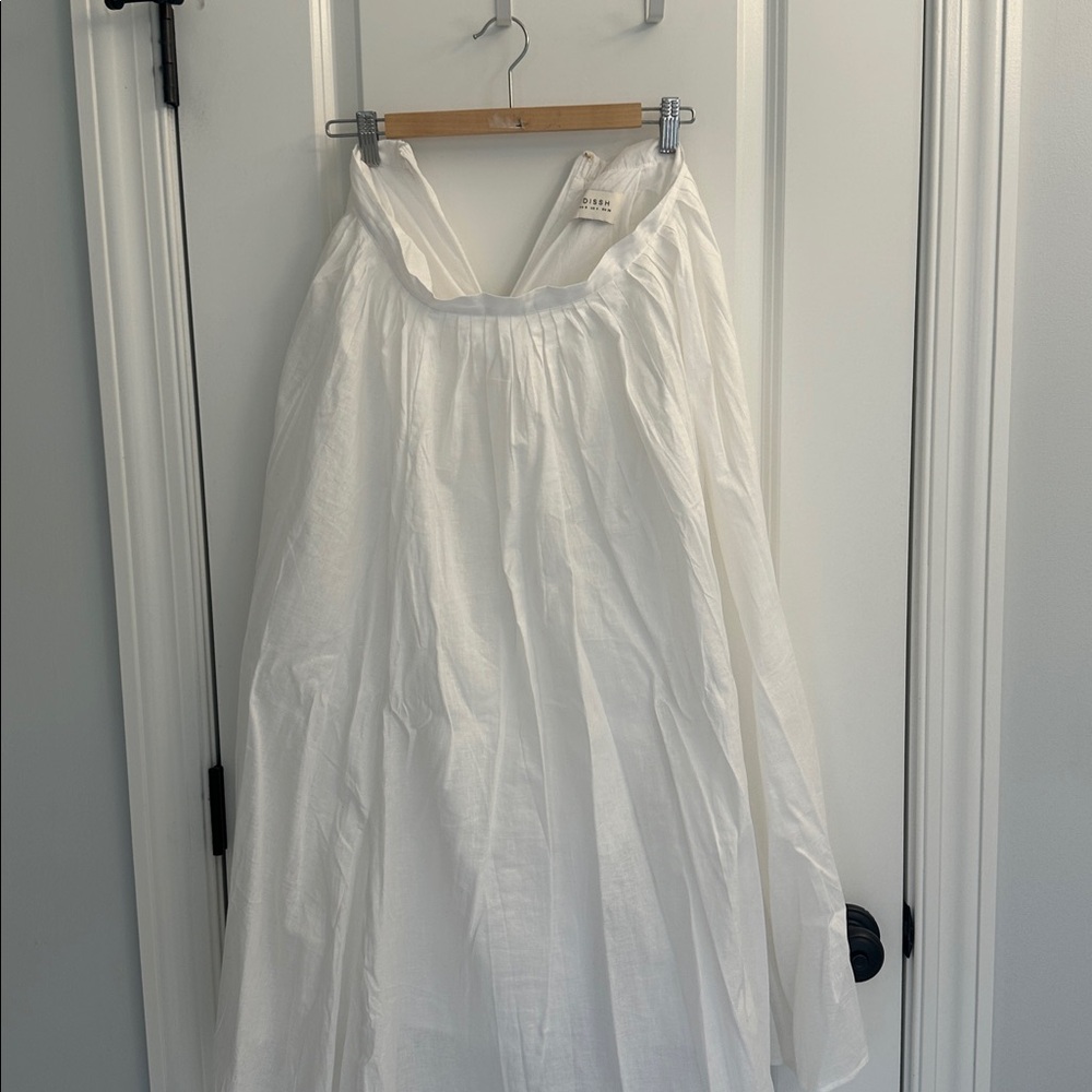 DISSH TIA WHITE LINEN CIRCLE MIDI